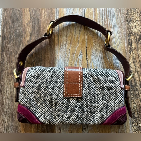 Vintage COACH Tweed, Leatherr & Velvet Shoulder Bag - Picture 2 of 7